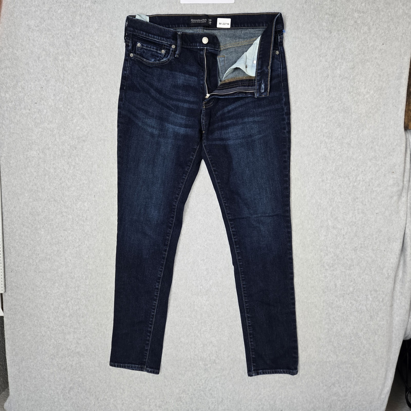 Abercrombie & Fitch Men Jeans 34x34 Dark Blue Denim Skinny Athletic 31" Inseam